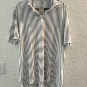 Men’s Peter Millar White and Black Polo Shirt Classic Knit